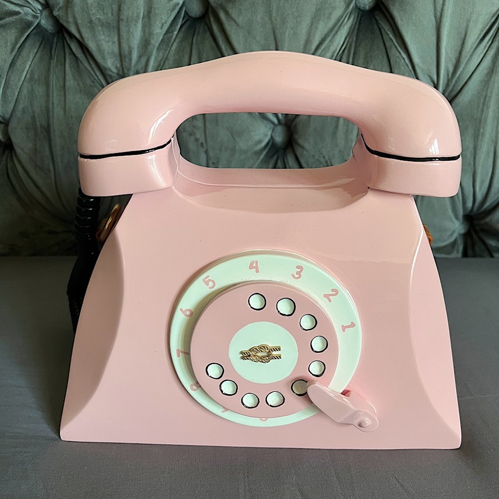 Zarah Juan Retro Telephone Bag with Strap.  Blush Pink color.